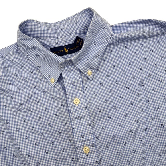 Polo Ralph Lauren Other - Polo Ralph Lauren Button Down Shirt Large Blue Gingham Anchor Print Long Sleeve